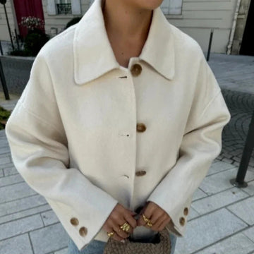 Colette | Manteau Court en Laine Col Cranté Femme
