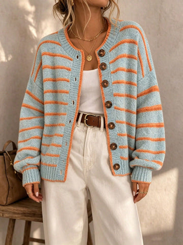 Saoirse | Cardigan en tricot oversized à rayures pour femmes