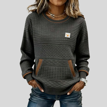 Maeve | Sweatshirt en Maille Relief Matelassée Col Rond Femme