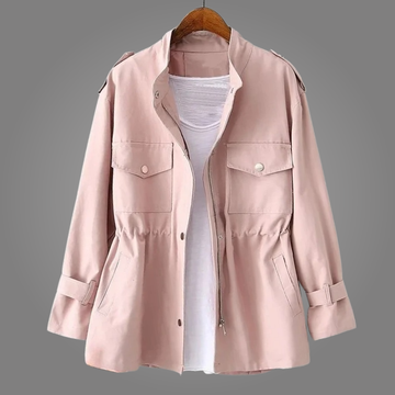 Amélie | Chic Veste Saharienne Femme en Toile à Taille Coulissée