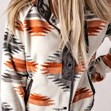 Skye | Veste en polaire à imprimé aztèque pour femmes avec fermeture à pression