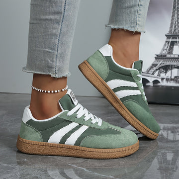 Michèle | Femme Baskets Orthopédiques en Suédine Bandes Contrastées et Semelle Gomme