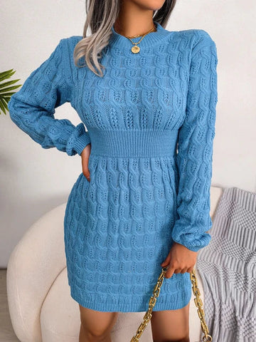 Aria | Robe pull à col roulé en tricot torsadé pour femmes