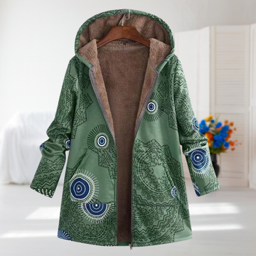 Alma | Manteau à capuche en polaire avec imprimé mandala pour femmes