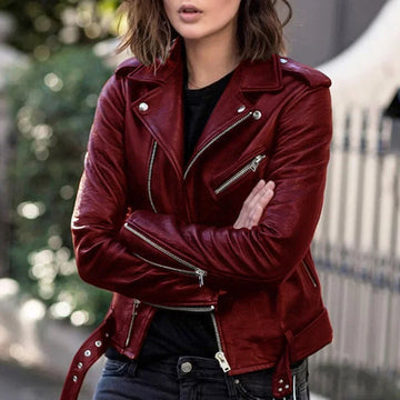 Scarlett | Veste Biker Asymétrique en Similicuir pour Femmes