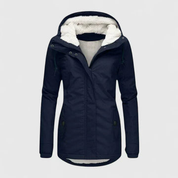 Chic | Manteau parka à capuche en borg bleu marine pour femmes