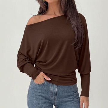 Amélie | Top Fluide Col Bateau et Manches Chauve Souris Femme