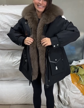Narella | Manteau parka d'hiver utilitaire avec col en fausse fourrure pour femmes
