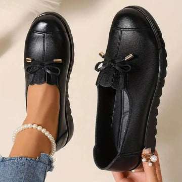 Céleste | Chic Mocassins Souples Confort Femme Nœud Doré et Semelle Antidérapante