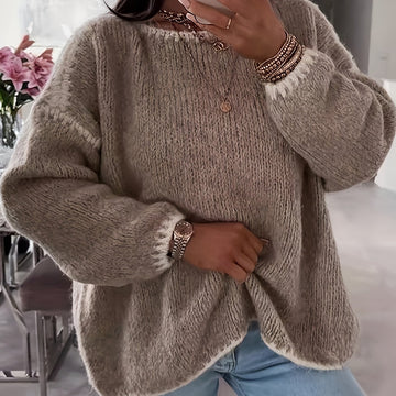 Isla | Pull à col bateau en mohair doux avec des finitions contrastées pour femmes