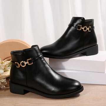Chantal | Bottines en Cuir à Mors Doré Femme Petit Talon
