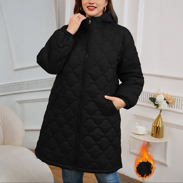 Sylviane | Manteau Matelassé Mi-Long à Capuche Femme Coupe Ample