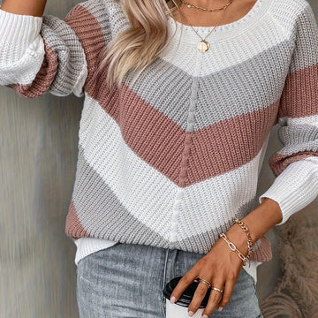 Amara | Pull Tricoté à Rayures Chevron pour Femmes