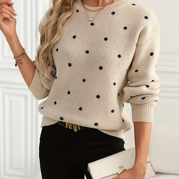 Amara | Pull tricoté à col rond pour femmes à pois