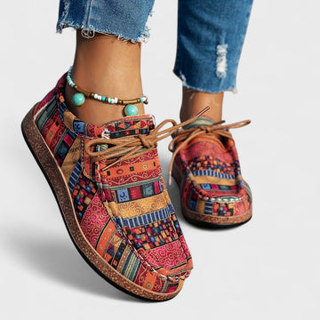 Amélie | Chic Baskets Orthopédiques Confort Femme Motif Ethnique et Semelle Ergonomique