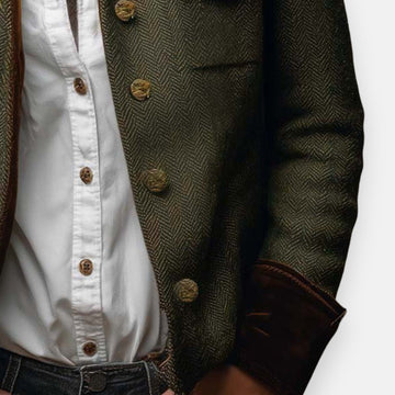 Charlotte | Chic Veste en Tweed Femme à Chevron et Boutons