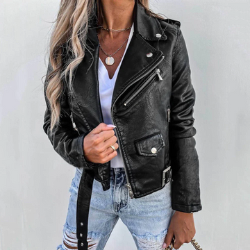 Eva | Elégante Veste de Motard en Simili Cuir