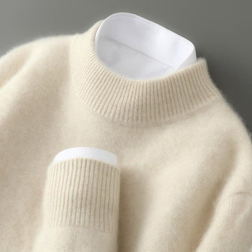 Chloé | Chic Pull en Cachemire Femme Col Montant et Effet Col Chemise