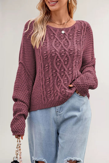 Chloé | Pull décontracté à mailles torsadées avec pompons pour femmes