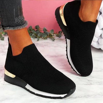 Astrid | Chic Baskets Chaussettes en Maille Femme Semelle Plateforme et Talon Métallisé