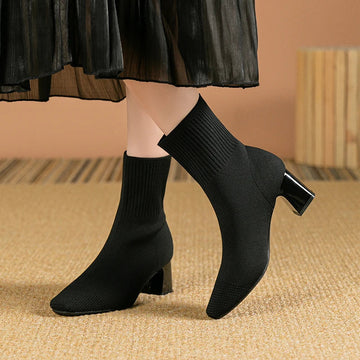 Yara | Bottines à talons tricotées pour femmes