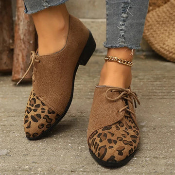 Cecily | Talons pointus en patchwork léopard en daim pour femmes