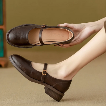Adèle | Chic Chaussures Mary Jane Femme Talon Carré Bas et Bride Unique