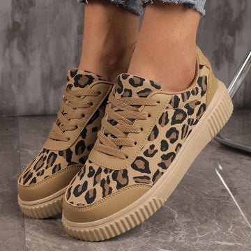 Josephine | Chaussures à plateforme chunky en toile léopard pour femmes