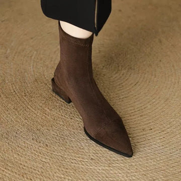 Anouk | Bottines Chaussettes en Suédine Femme Talon Bas