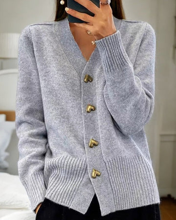 Juliette | Femme Cardigan en Tricot Doux Boutons Cœur Style Romantique Chic