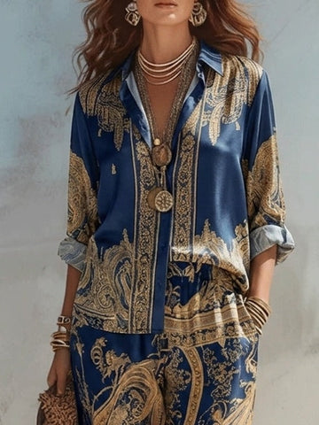 Sophia | Chic Ensemble Chemise et Pantalon Large