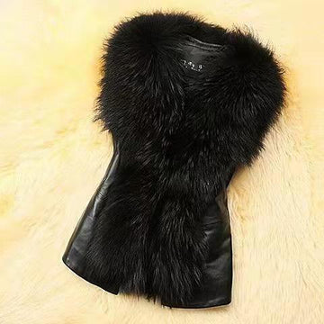 Aika | Gilet Sans Manches en Similicuir et Fausse Fourrure Femme
