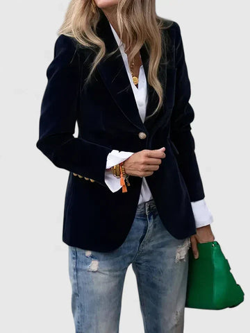 Victoire | Chic Veste en Velours Femme Cintrée à Boutons Dorés