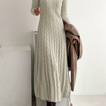 Sienna | Robe maxi longue à manches en tricot torsadé pour femmes