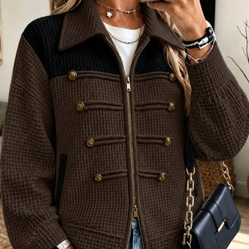 Léonie | Veste Cardigan en Maille Zippée Style Militaire Femme