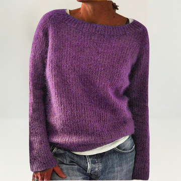 Margaux | Élégant Pull Ample Femme en Maille Moelleuse à Col Bateau