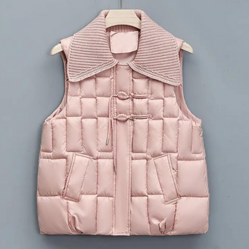 Freya | Gilet matelassé rembourré à col en tricot pour femmes