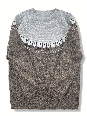 Margot | Élégant Pull Femme en Tricot Épais Motif Moutons Style Nordique