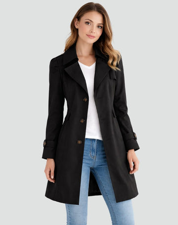 Chloé | Chic Trench Femme Coupe Mi Longue à Double Boutonnage et Col à Revers