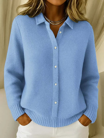 Manon | Femme Cardigan en Maille Nid d'Abeille à Col Chemise