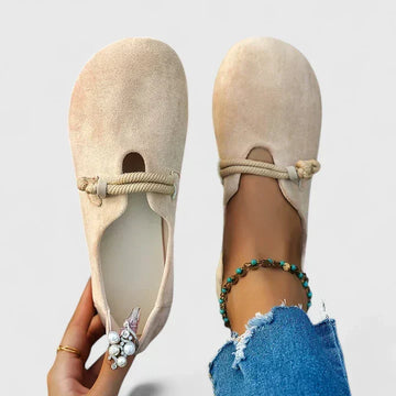 Lucie | Femme Mocassins Souples en Suédine Bride Cordon et Bout Rond Ergonomique