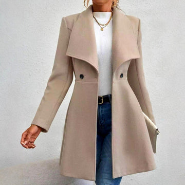 Eveline | Manteau Long Ajusté en Laine à Double Boutonnage Femme