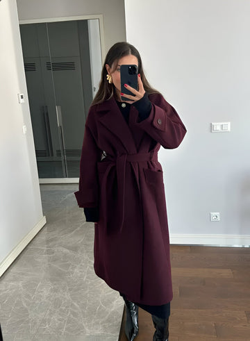 Aurelia | Manteau enveloppant ceinturé en mélange de laine pour femmes