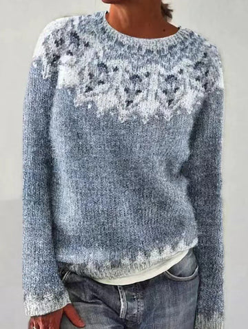 Astrid | Femme Pull Jacquard en Maille Moelleuse à Motif Nordique