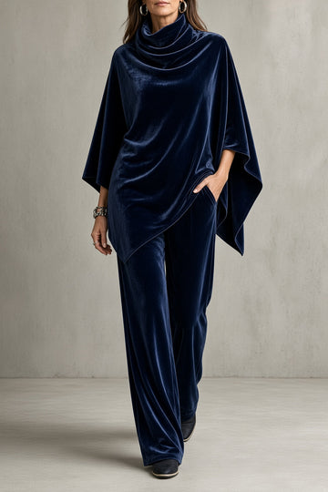 Gabrielle | Ensemble Poncho et Pantalon Large en Velours Femme