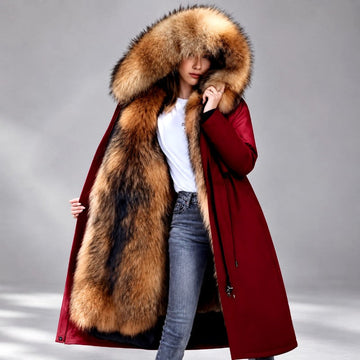Gwyneth | Parka Longue à Capuche Fausse Fourrure Femme