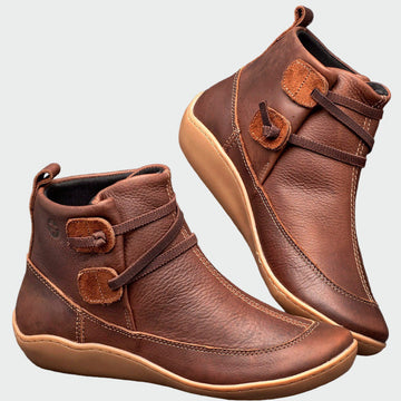Elena | Chic Bottines Cuir Souple Femme à Semelle Confort et Cordon Ajustable