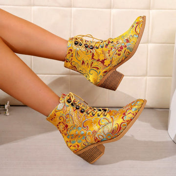 Harriet | Bottines à Lacets en Dentelle Florale Femme