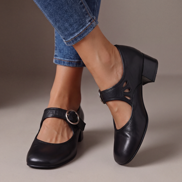 Signora | Talon Mary Jane en cuir pour femmes avec boucle ronde