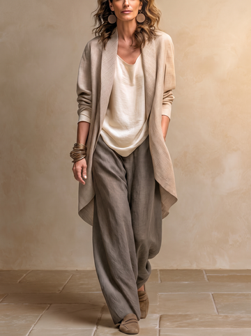 Éloïse | Ensemble 3 Pièces Cardigan Top et Pantalon Palazzo Femme